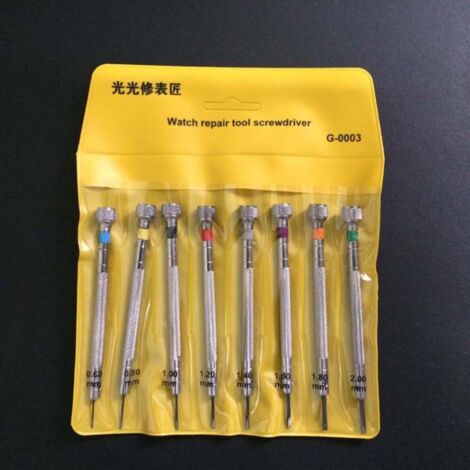 Lot de 8 tournevis plats de précision pour horloger - Outil de réparation de montre et téléphone portable - WT0020