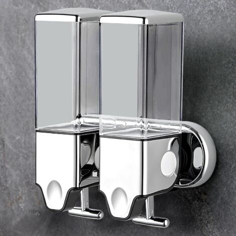 Distributeur de shampoing et revitalisant 2 x 500 ml, mural sans perçage, distributeur manuel de savon pour douche, adapté à la maison, salle de bain, cuisine, hôtel, restaurant, distributeur de douch