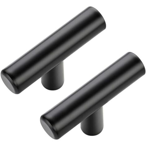 Lot de 5 poignées d'armoire, poignées d'armoire noires, boutons de tiroir de cuisine de 2 pouces (environ 5,1 cm), poignées à trou unique pour tiroirs de coiffeuse