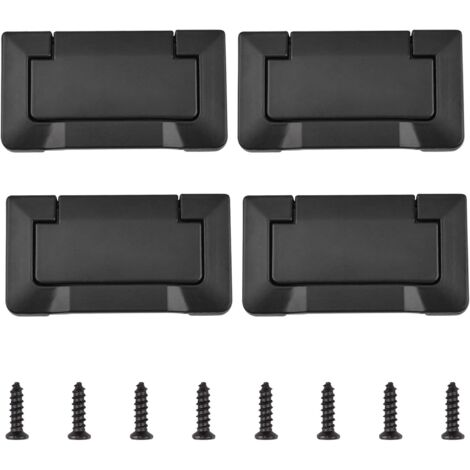 Poignée de tiroir encastrée miniature, lot de 4 poignées de meubles cachées avec vis, boutons en alliage de zinc pour armoires, placards et tiroirs (noir)