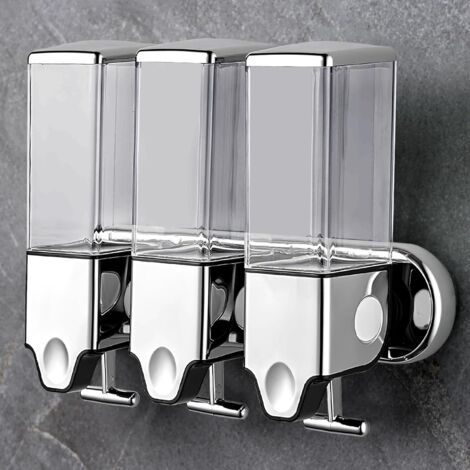 Distributeur et étagère murale de douche 3 en 1 pour salle de bain - peut contenir shampoing, savon, après-shampoing et gel douche, adapté pour salle de bain, cuisine et hôtel