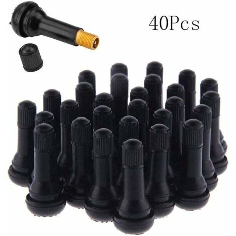 Ulisem 40 Pièces Voiture Pneu Tubeless Valve Bouchon,TR413 Valves de Pneu,Caoutchouc Pneu Pneu Tige de Valve Set,Noir