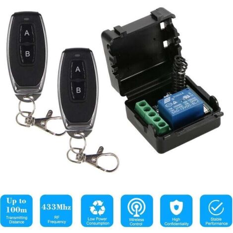 Commutateur à distance sans fil 433MHz 12V 1CH2 télécommandes inclusesPortée jusqu'à 100mModes momentané et verrouillage