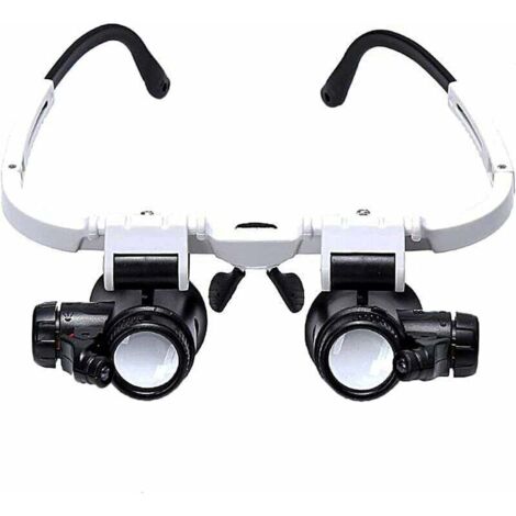 Lunette Loupe avec 2 Lumières LED Loupe Binoculaire Lampe Loupe Grossissante pour Horloger, Lecture, Bijoutier, Couture 8X15X23X