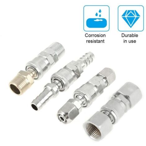 Connecteurs de Tuyau de Compresseur D'air, 8 Pièces 1/2" BSP Filetage Mâle Raccords Rapides Ensemble avec 8 X 12 Mm Coupleur Rapide et Prise de Connecteur