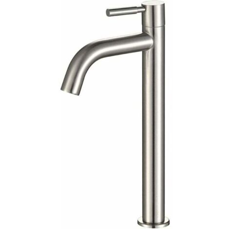 Robinet de lavabo mitigeur en acier inoxydableLevier uniqueHauteur 30 cmBec haut 21,5 cmInstallation facile avec accessoires inclus