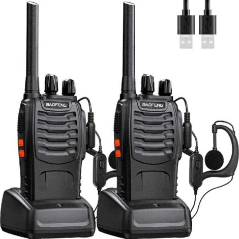 Talkie walkie professionnel 16 canaux PMRLongue portée 10kmRechargeable avec batterie 1500mAhOreillette et USB chargeur inclus (1/4)