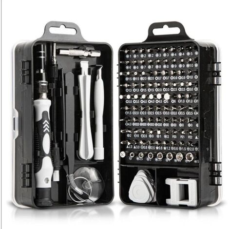 Kit Tournevis de Précision, Kit Mini Tournevis Magnétique, Set Outils Informatique de Réparation pour PC, Laptop, Phone, Lunettes, Mac, Smartphone, Bricolage, Consoles de Jeux, 120 en 1 Noir