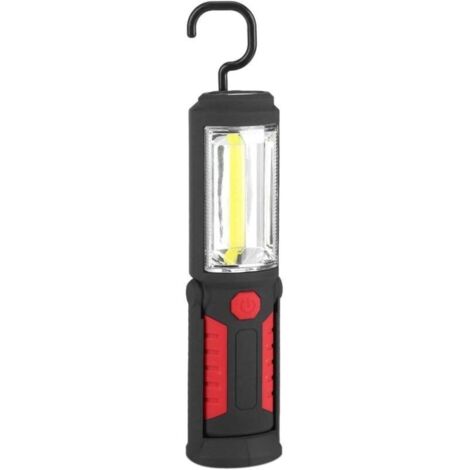 Lampe torche rechargeable USB LED avec Magnétique Lampe de   LED 500Lm 3W pour Auto Garage Atelier Camping Bricolage (Red)