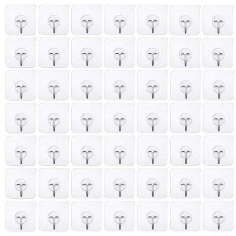 50 pièces crochets adhésifs sans perçage Crochet sans perçage auto-adhésif, crochet mural transparent, crochet adhésif transparent crochet de porte patère étanche idéal pour cuisine salle de bain mur