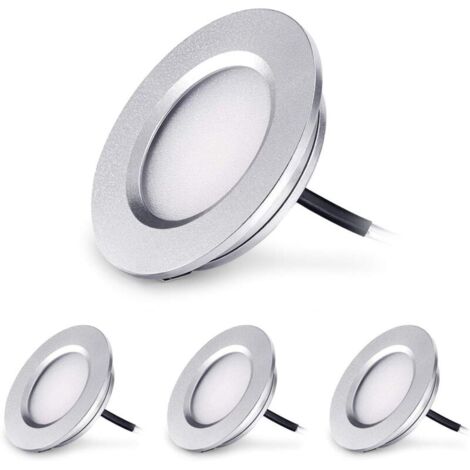 Fei Yu LED Spot Encastrable Extra Plat 3W 12V LED Encastré Lampe Plafonnier Rond Dimmable 240 Lumen Blanc Chaud IP44 pour Salle de bain Salon Cabine, Bateau Voiture Lot de 4 [Classe énergétique A++] (1/5)