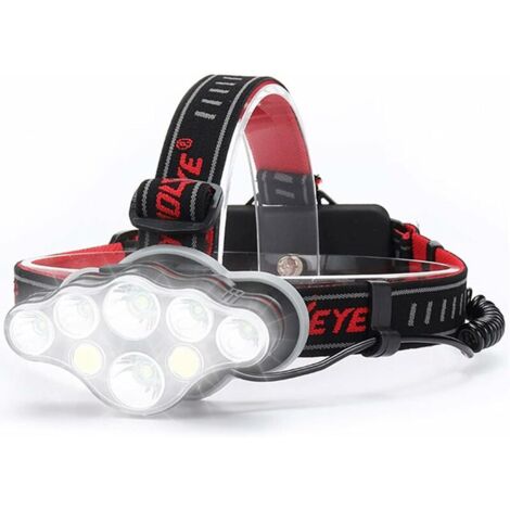Lampe frontale Rechargeable Puissante, 18000 Lumen 8 Modes Lampe Frontale LED Lampe Frontale Puissante Lampe de Mains-libres pour le Camping, Lampe Frontale Running IPX5 Enfant Lecture