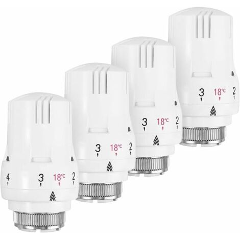 Lot de 4 Tête Thermostatique, Robinet Thermostatique Radiateur, Tete Thermostatique Radiateur, Valve de Radiateur Thermostatique M30 x 1,5