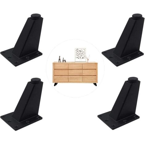Pieds Réglables Meubles Jambes Cuisine Jambes Worktop Bar TV Bureau Table Jambes, Pieds Meubles Alliage d'Aluminium, pour Canapé Table Armoires éTagèRes, Facile à Installer Noir 4 Pièces