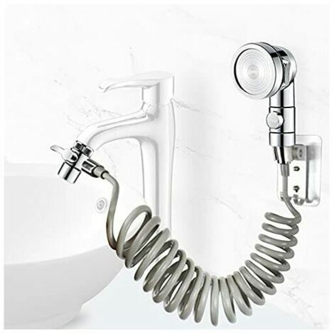 Shower head set for sink, telescopic hose, (not including faucet) (silver)