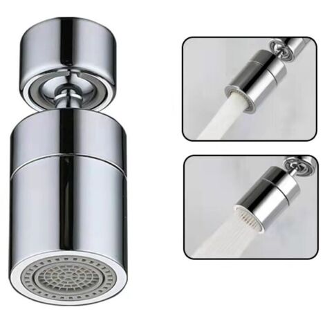 Aérateur de Robinet(Argent), 360° Pivotant Embout Robinet Cuisine, 2 Modes Mousseur Robinet Economie Eau, Brise jet Filtre Robinet Cuisine Salle De Bain lavabo