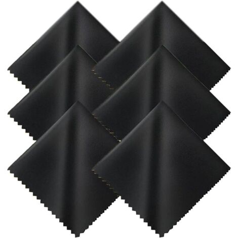 Chiffon de nettoyage pour lunettes 6 pièces - noir, 15 x 18 cm, chiffon de nettoyage pour écran en microfibre chiffon de nettoyage pour écran de lunettes