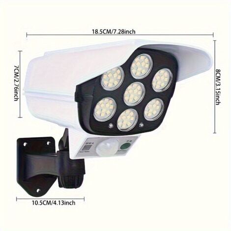 Lampe Solaire Murale 77 LED avec Détecteur de Mouvement – Design Caméra de Surveillance Simulée pour Éclairage Extérieur de Sécurité