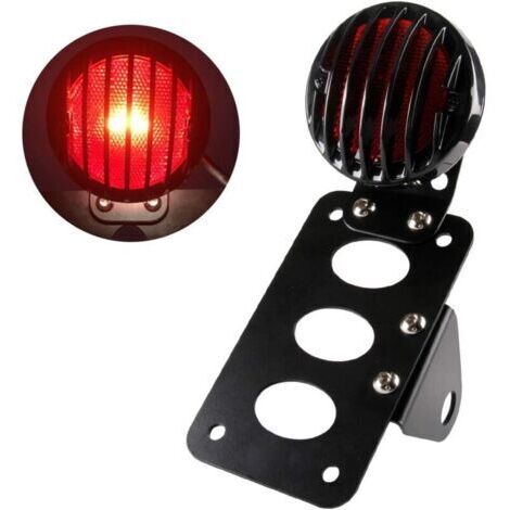 Feu arrière de moto LED Feu de freinage arrière avec support de plaque d'immatriculation pour montage latéral vertical/horizontal pour Harley Bobber Chopper Honda Yamaha Suzuki Kawasaki