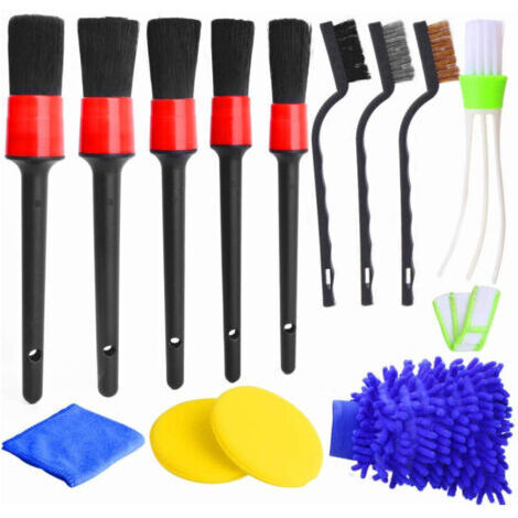 13 Pcs Lot de Brosse Nettoyage Voiture Pinceau à Détail de Voiture pour Lavage Roue, Moteur, Tableau de Bord, Bouches D'aération et Intérieur, Extérieu
