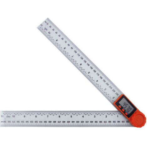 Couleur transparente 300 mm Règle Rapporteur d'Angle Numérique, Rapporteur Numérique 2 en 1 avec Affichage LCD et Fonction de Verrouillage pour Le Travail du Bois, La Maison, les Artisans