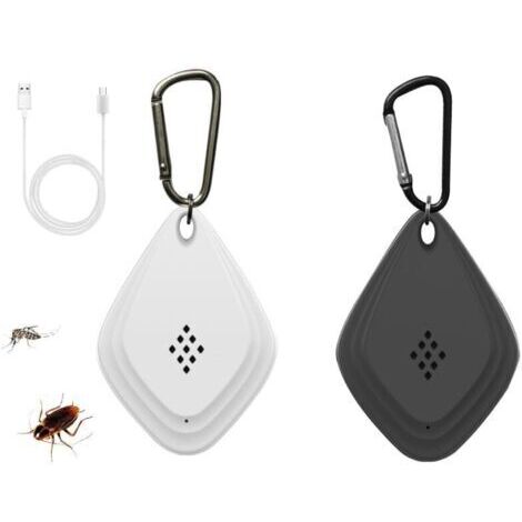 (Blanc+noir)Répulsif Moustique Ultrason Portable Ultrasonique Anti-Moustique Tueur Électronique Anti-Moustique Chargement USB, Pratique et Portable pour Anti-Insecte Anti-Moustique