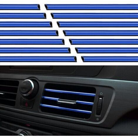 (Bleu)20 Pièces Garniture de Sortie d'évent de Voiture Bande décorative de Sortie d'air de Climatisation de Voiture pour Toutes Les Sorties d'aération Droites de l'intérieur Automatique