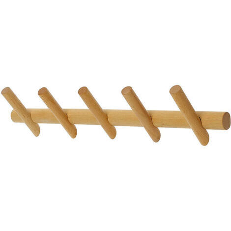 Porte-manteau mural en bois, design moderne et unique. Porte-manteau ou Porte-serviettes - 5 crochets pour suspendre chapeaux, manteaux, sacs à main et toutes sortes de vêtements. (1/5)