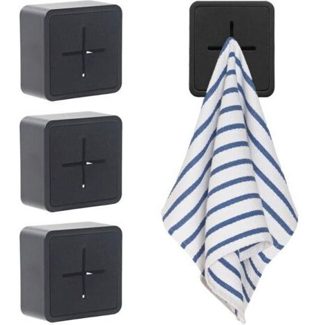 4 Pièces Porte Torchon Cuisine, Accroche Torchons Adhesif, ABS Accroche Serviette Adhésif Aalle de Bain, Porte Torchon Ventouse Autoadhésives Sans Perçage pour Salle de Bain, Cuisine