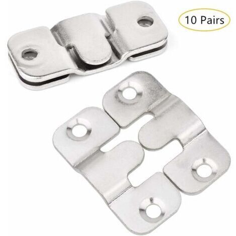 (10 Paires,S)Crochet pour Cadre Photo,Connecteur de Meubles Support de Montage Encastré, Mural Cintre Photo en en Métal Solide pour Fixation de Tableau, Image ou Miroir