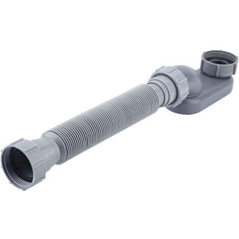 Tuyau d'écoulement de douche gris - Siphon P plat - Siphon de baignoire autoportant pour baignoire, siphon de baignoire (1/5)