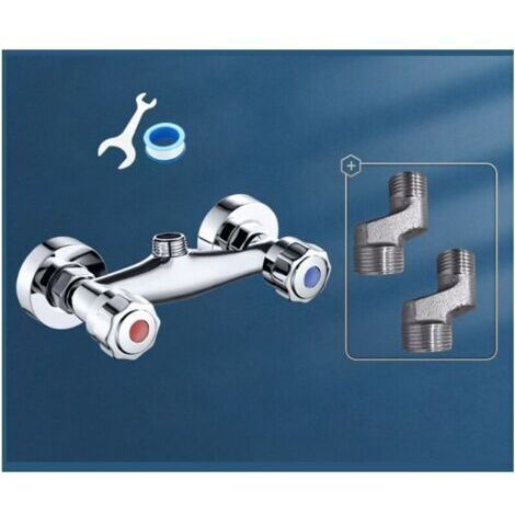 Mitigeur de douche de salle de bain, robinet en laiton double sortie chromée, mitigeur thermostatique pour barre de douche, robinet d'eau mural à double contrôle (1/5)
