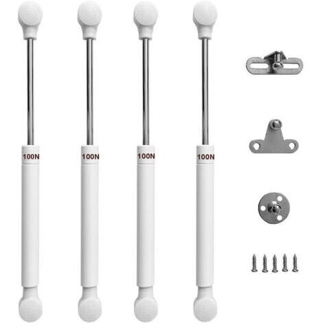 Lot de 4 Porte Armoire de Cuisine Vérin à Gaz 100N Relevable Ressorts à Gaz Rester Charnière Amortisseur Pistons Pneumatique Soutien pour Levage Portes Meuble