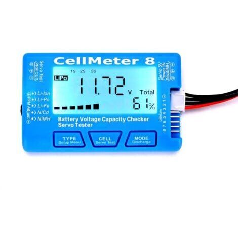 Vérificateur de Batterie numérique, CellMeter 8 Testeur de Tension de capacité de Batterie numérique pour Li-Po Life Li-ION