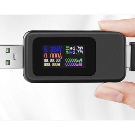 USB C Tester de Tension de Courant Multimètre Numérique LCD USB Compteur Voltmètre Ampèremètre Capacité Alimentation Chargeur Détecteur (1/5)