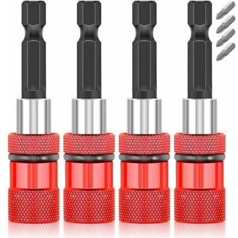 4 Pièces Porte Embout Magnetique, Porte Embout Visseuse a Choc avec Butée de Profondeur 1/4 Pouc,Porte Embout Visseuse pour les Perceuses, les Tournevis et la Construction Professionnelle (1/5)