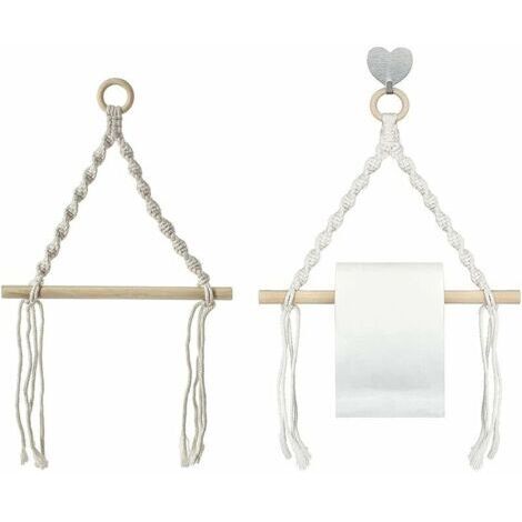 Corde Coton Porte-Serviettes, 2 Pièces Porte-Serviette Corde Chanvre, Vintage Porte Rouleau Papier Toilette, Tapisserie Tissée pour Porte-Serviettes Maison, Porte-Serviettes en Papier, Décoration (1/5)