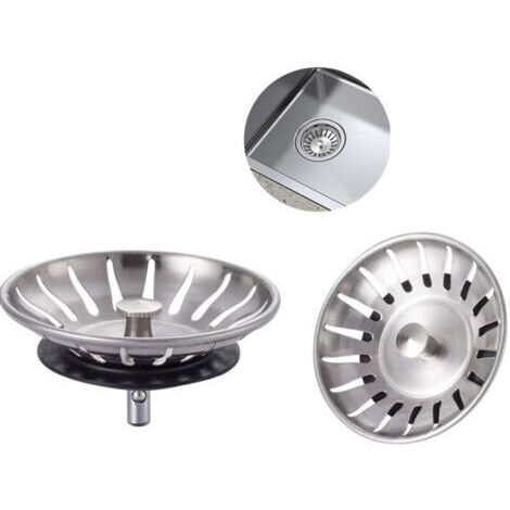 2 bouchons d'évier de cuisine en acier inoxydable – Passoire d'évier universelle (diamètre : 78 mm), vidange d'évier avec 18 fentes, grille d'évier anti-obstruction, panier d'évier à vidange rapide.