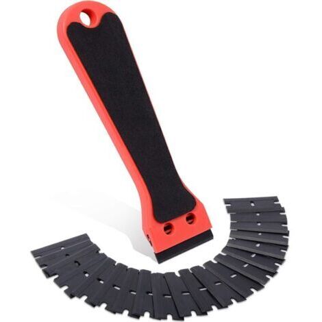 1PCS Plastique Grattoir à en Plastique Grattoir Pratique Grattoir pour rasoir avec poignée en EVA, 10 lames de Plastique pour racler la peinture et autocollant