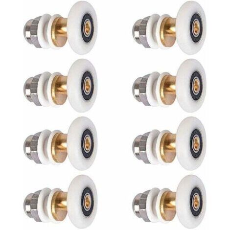 8 pièces 25mm Porte de Douche - Rouleau Roulette Roue pour Porte de Douche Roulettes Coulissantes Porte Roue de Remplacement pour Rouleau (1/5)