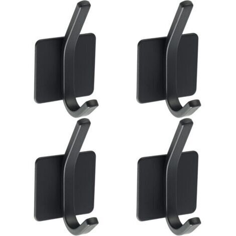 4 Pcs Crochet Adhésif Patère Murale Adhésive en Acier Inoxydable SUS 304 Porte Manteau Mural Noir Porte Serviette pour Salle de Bain ou Cuisine, (1/5)
