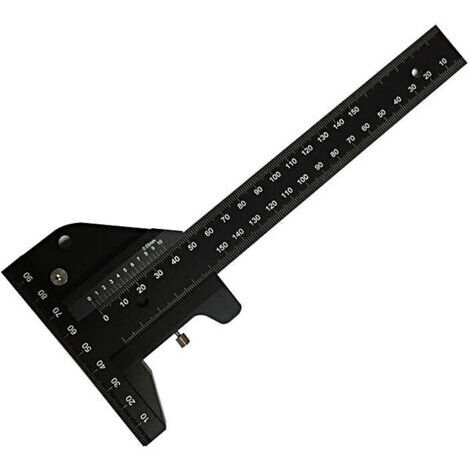 Règle de Menuiserie, Règle de Traçage Multifonctionnelle pour le Travail du Bois, Règle en forme de T en aluminium, Dispositif de traçage, Outil de mesure de 0-280mm, Mesure précise à 0,02 mm