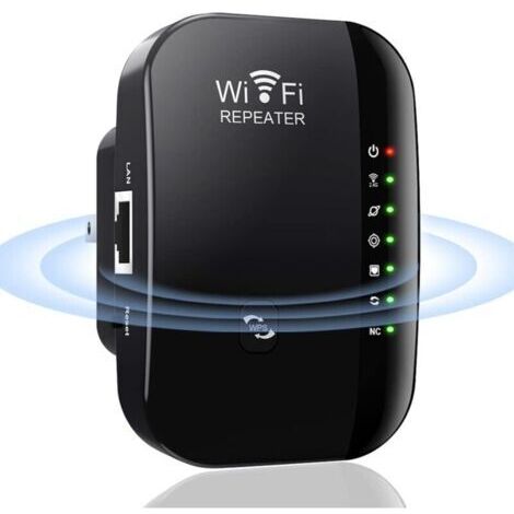 （11.5cmx10.5cmx5cm,black）Répéteur WiFi Puissant Amplificateur WiFi 300Mbps 2.4G Repeteur WiFi avec WPS Fonction WiFi Extender avec Port Etherne Facile à Installer Compatible avec Tous Les Routeurs (1/5)