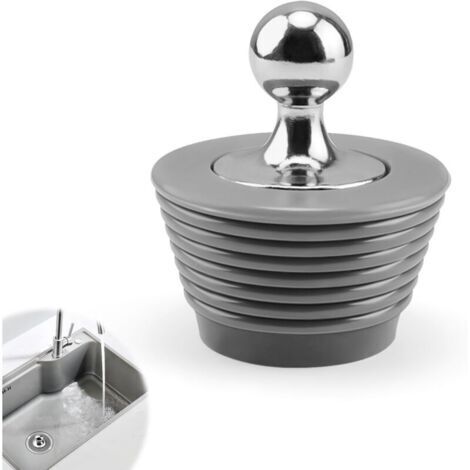 Bonde Baignoire,  Conique Matériau en Silicone Bouchon Baignoire, Bouchon Silicone avec Poignée en Alliage de Zinc, Convient pour Baignoire, Évier de Cuisine (Gris)