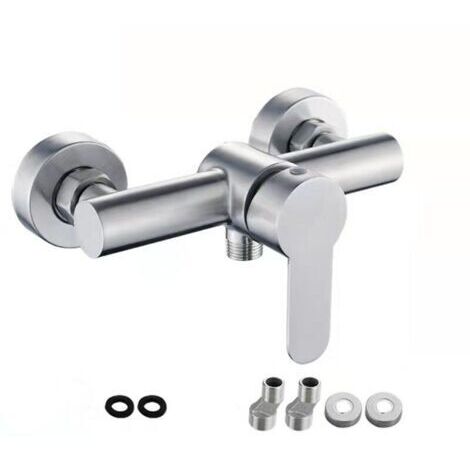 Robinet de douche mural en acier inoxydable avec commande manuelle pour eau froide et chaude (1/5)