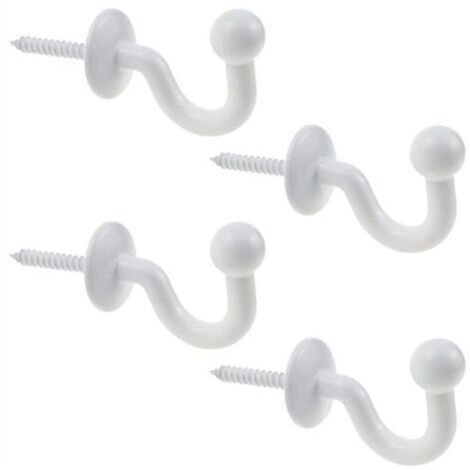 (blanc)Lot de 4 Crochets Rideaux Embrasses de 64mm en Métal Noir Retenue de Rideaux Muraux Embrasse à Rideau U Design Multifonctionnels pour Rassembler Les Rideaux et Crocher Les Vêtements ou Sacs