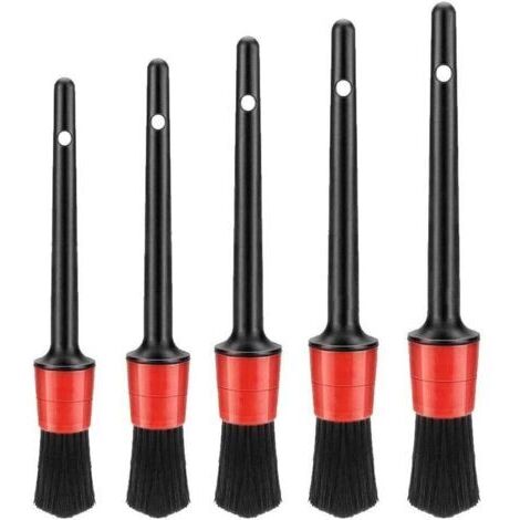 Pinceau Detailing, 5pcs Auto Detailing Brush Brosse de Nettoyage pour Voiture,Cleaner Brush Set pour La Voiture Tableau de Bord, Intérieur, Extérieur, Bouches D'aération
