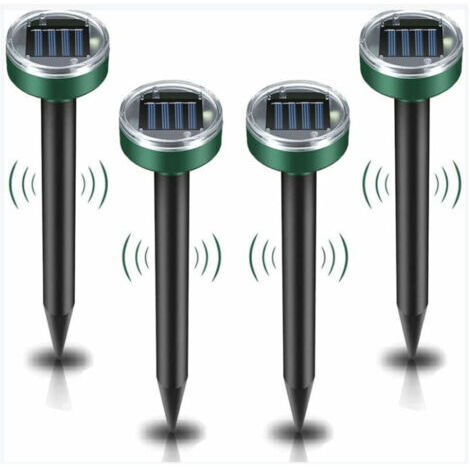 4 pièces Répulsif solaire contre les taupes, répulsif à ultrasons contre les nuisibles - Lutte contre les taupes avec IP44 imperméable à leau, répulsif pour les taupes de jardin Mole Repellent