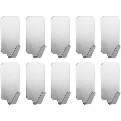 10 pièce Crochet en acier inoxydable sans clous, crochet de rangement pour cuisine et salon, crochet simple arrière de porte multifonctionnel, petit crochet en acier inoxydable