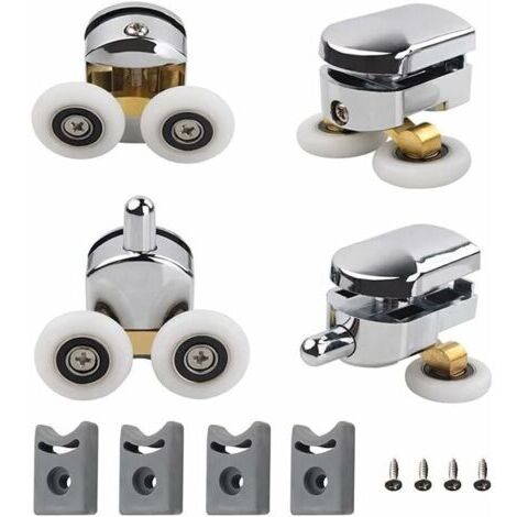 ( 23mm)Roulettes Doubles de Rechange Lot de 4 Roulettes Doubles Roues de Fixation de Rechange Roulette Porte Coulissante Galet Porte Rouleau Roulette Roue Roulettes pour Porte de Douche